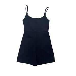 White Fox Clearly Into You Playsuit Onesie Small Unitard Black Ribbed Romper